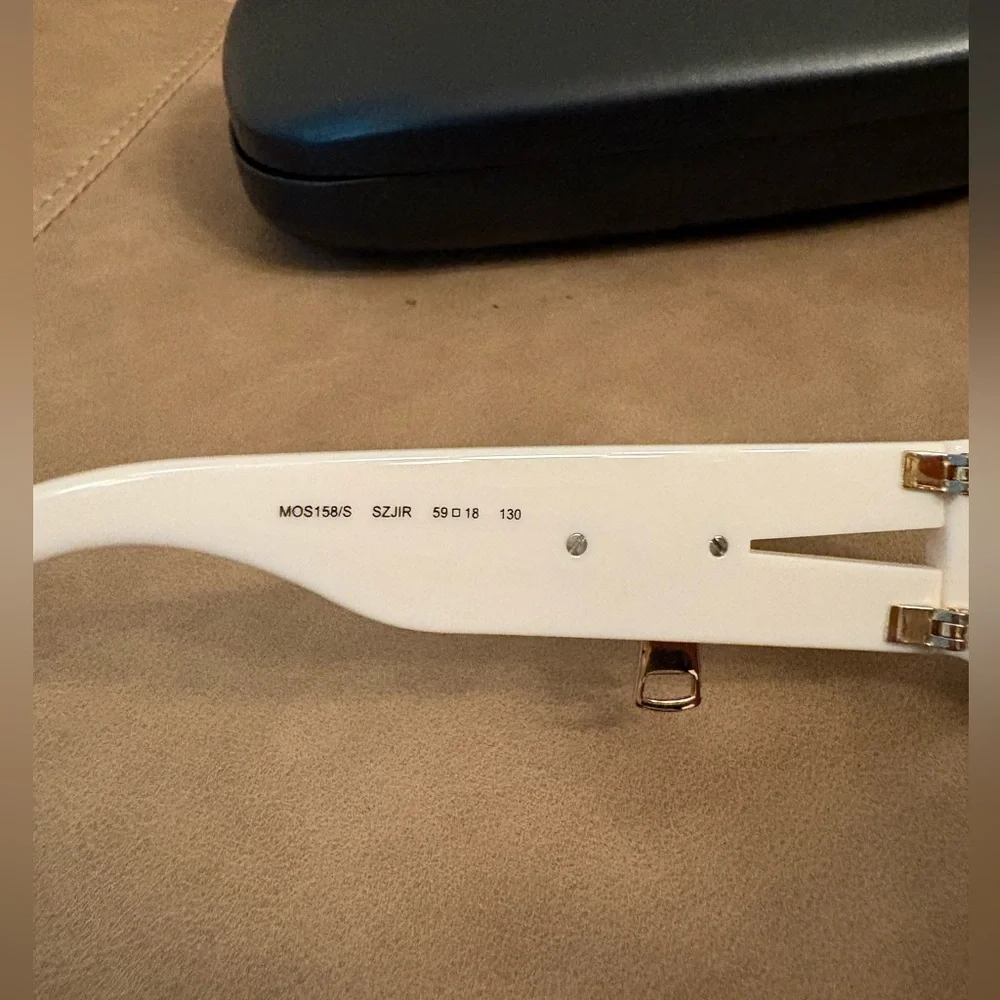 Moschino white zipper cat eye cool retro sunglasses bold - Picture 3 of 7